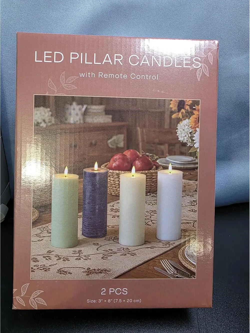 LED Pillar Candles, 2-Piece Set, Cream